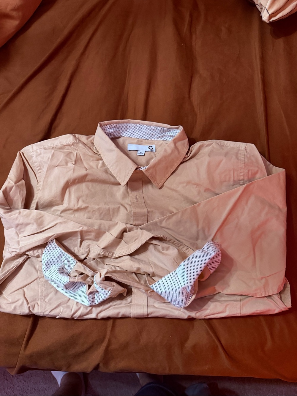 G by Guess Men's Light Tan Dress Shirt